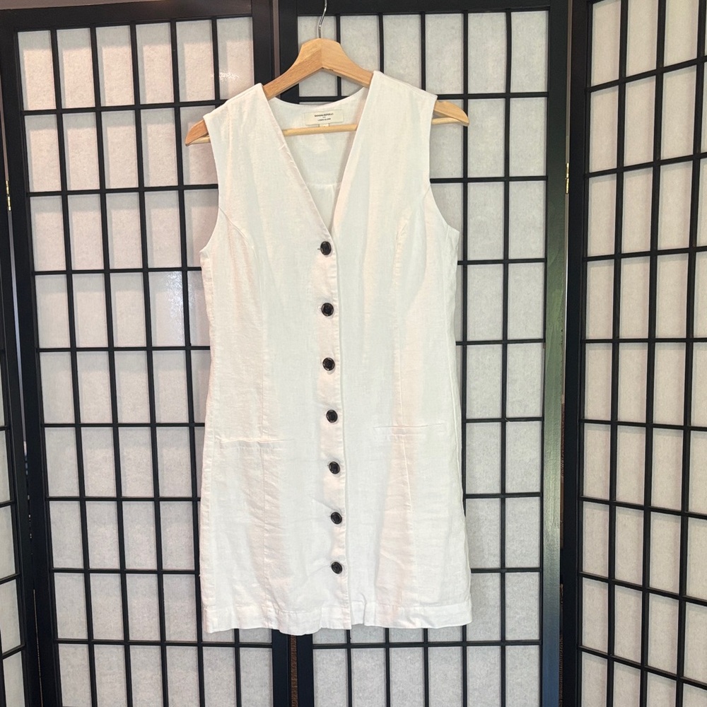 Banana Republic White Sleeveless Mini Dress